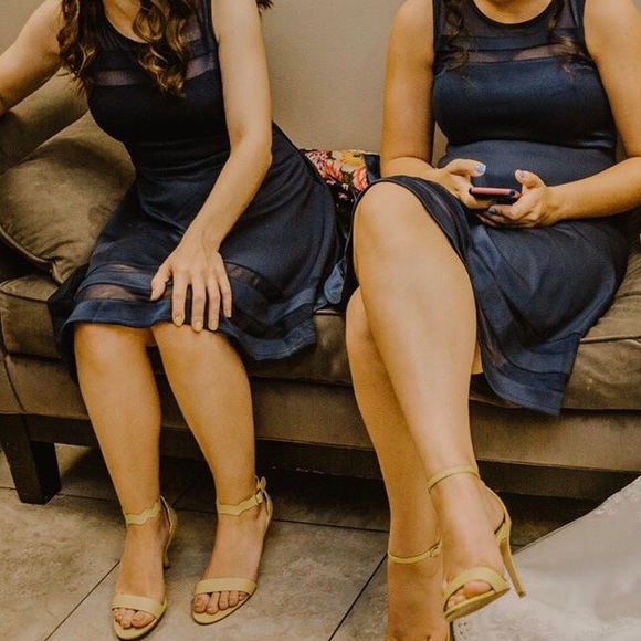 Lulu's Navy Blue Mesh Detail Dress NWOT - Picture 6 of 7